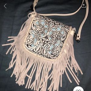 Genuine leather fringe purse